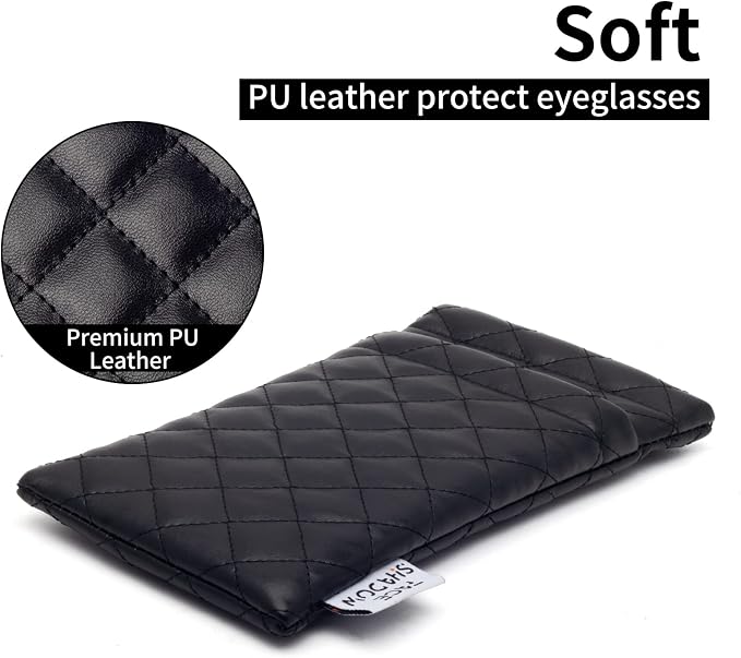 Face Shadow Double Glasses Case Soft Eyeglass Case For Women Men Squeeze Top Sunglasses Case With Cleaning Cloth