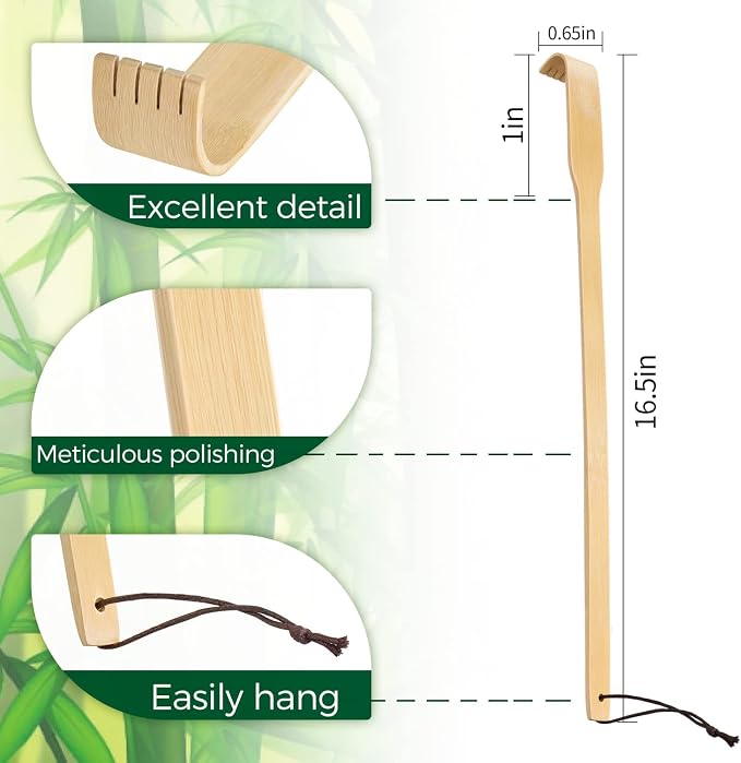 Back Scratcher, Bamboo Wood Back Scratcher Massager, 16.5" Long Self-Massager Provide Instant Relief from Itching, Good Practical and Novel Gifts for Friends and Family. | Strong Sturdy Wooden Back Scratchers, Best Gift for Father's Day Pregnant Women&...