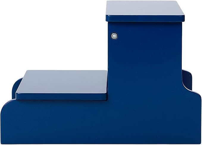 BIRDROCK HOME Wooden Step Stool - Navy Blue – Decorative - Strong Sturdy Wood 2 Steps - Step Helper for Kitchen Sink – Bathroom Toilet Stepping – Lightweight Construction