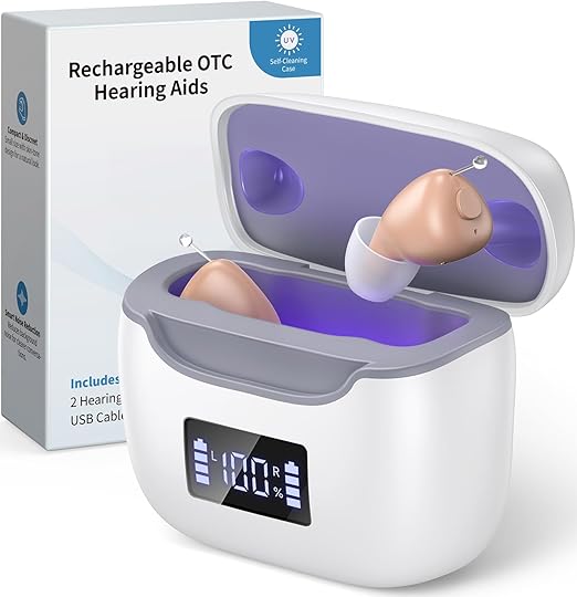 Hearing Aids for Seniors With Auto UV Cleaning FSA-HSA Eligible | Rechargeable OTC Hearing Aid Advanced Noise Cancellation, Nearly Invisible Design for Adults & Seniors