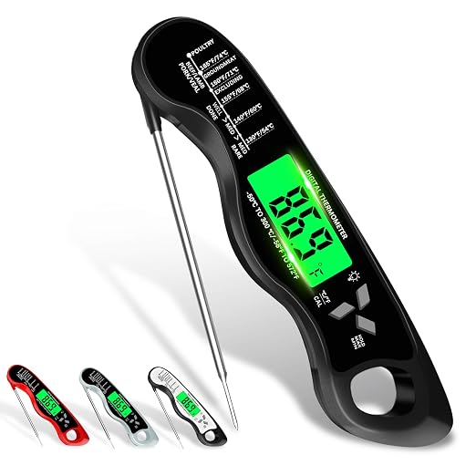 Cooking Thermometer，IP67 Waterproof Meat Thermometer Digital | Backlight，Magnetic attraction，Hold Function，Instant Read，LED screen，for Cooking,Outdoor Grilling