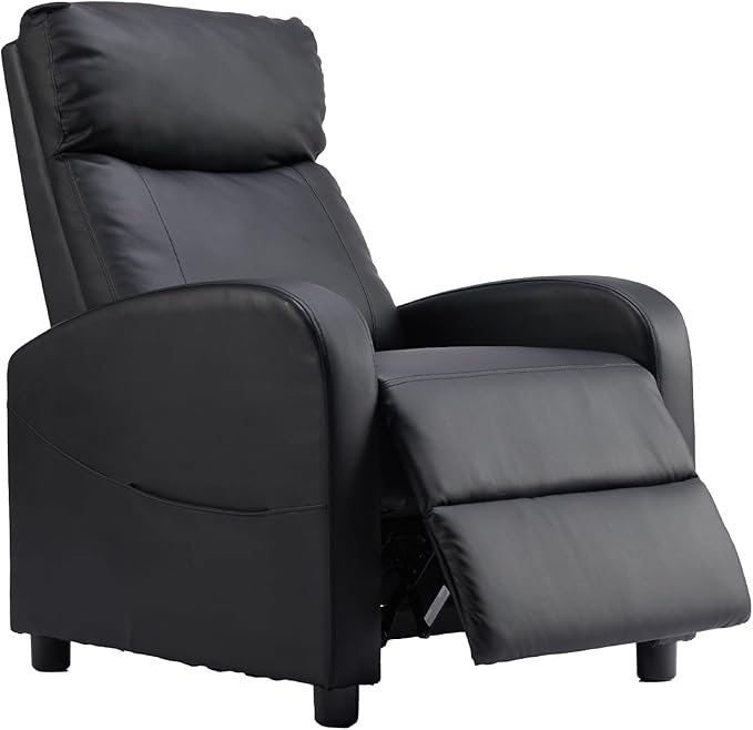OLIXIS Recliner Chair for Adults, Home Theater Seating with Lumbar Support | Fabric Reclining Sofa for Adults, Sofa Chair Seat, Living Room, Recliners, Black