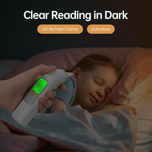 Femometer Family Ear Thermometer for Adults and Kids, Yellow | 1s Fast Accurate Reading, 30-Memory Recall, 3-Color Fever Alert, ℃/℉ Switchable, Silent Mode, with 24 Disposable Probe Covers