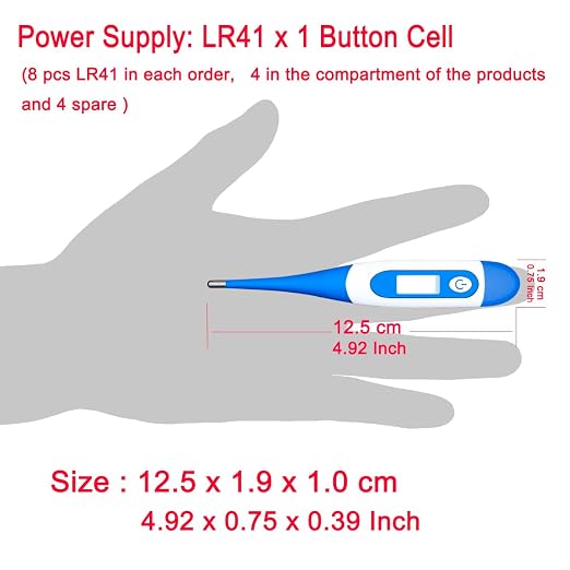 Digital Thermometer，BESTWYA Thermometer for Adult (A, Pack of 4) | Flexible Tip Accurate LCD Reading Oral, Rectal or Under Arm Use