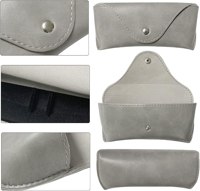 LogHog Portable Leather Glasses Case,Flexible Sunglasses Pouch Slim Case for Women Men Horizontal Eyeglass Case