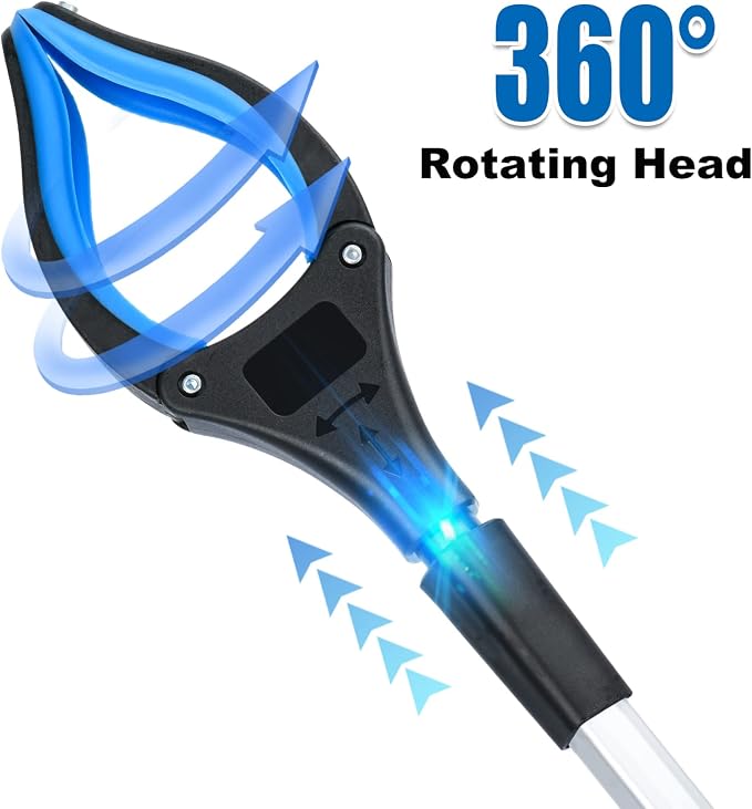 2-Pack Grabber Reacher Tool,32 Inch Foldable Reacher Grabber Pickup Tool with Strong Grip Magnetic,360°Rotating Anti-Slip Jaw,Trash Claw Grabber Tool,Grabbers for Seniors for Outdoor & Indoor (Blue)