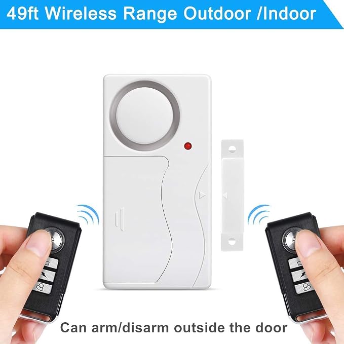 WSDCAM Wireless Door Alarm with Remote 2 Pack, Battery Included, 105 dB Loud Pool Door Alarm, Wireless Door Open Alarms Sensor for Kids Safety Home Security
