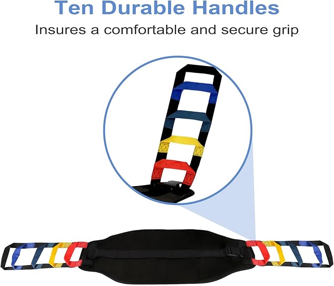 Transfer Sling, Transfer Belt Gait Belts for Seniors, Heavy Duty Patient Lift Belt with Straps, Mobility Standing and Lifting Belt for Elderly, Disabled, Injured-Safely Move from Bed and Wheelchair