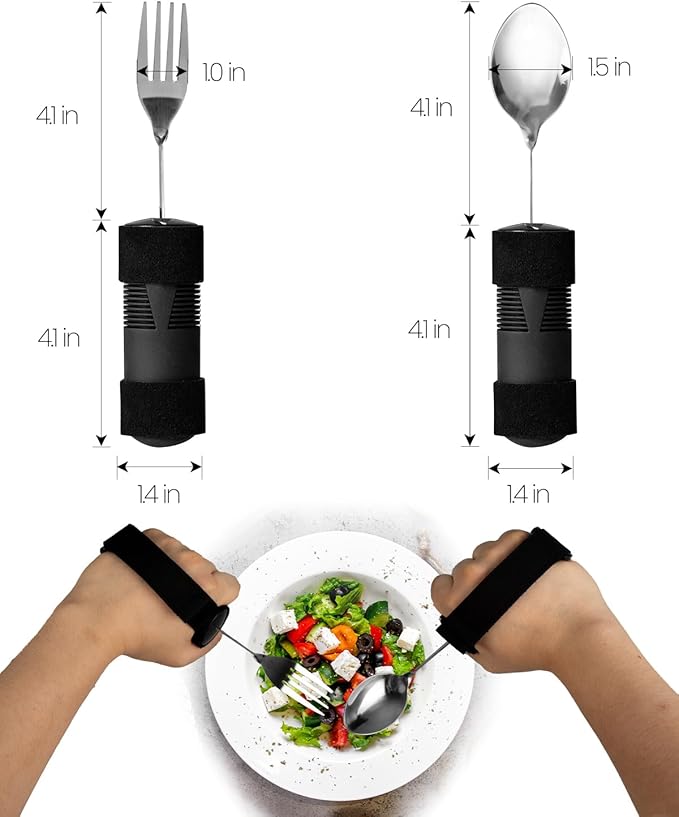 Bendable Adaptive Utensils for Elderly, Disabled People, Parkinson’s, Arthritis, Hand Tremors, Weak Hand Grip & Handicapped, Arthritic Hands-Non Slip Handles(Zhi_wanqu2,Black)