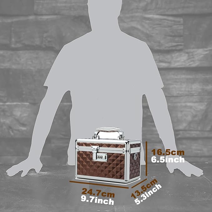 Storage Lock Box with Combination Lock, Lockable Medicine Storage Box, Empty First Aid Box, Security Lock Box, Multipurpose Locking Box for Home and Outdoor Use (Coffee, Small)