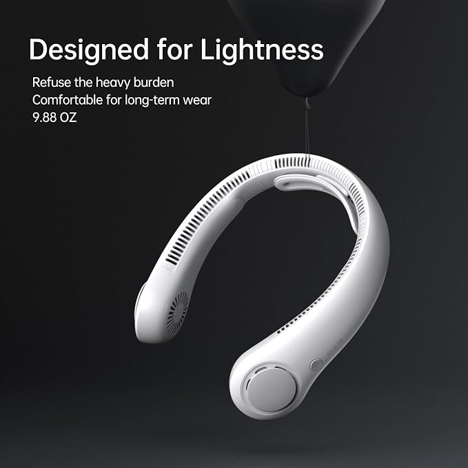 JISULIFE Portable Neck Fan Upgraded: Neckbrace Hands-Free, 5-Speed 5000 mAh | 16.5H Max Runtime, Personal Wearable Bladeless Rechargeable Fan for Outdoor/Travel/Concerts, Gifts for Women Men - Foggy Grey