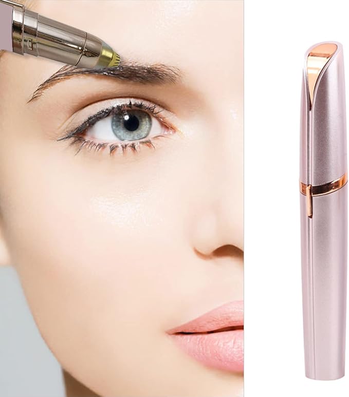 LiXiongBao USB Rechargeable Portable Electric Eyebrow Trimmer Pen for Women, Painless Precision Hair Remover, Safe Shaver Razor Tool for Face, Leg, Lip, Armpit, Hand (Rose Gold)