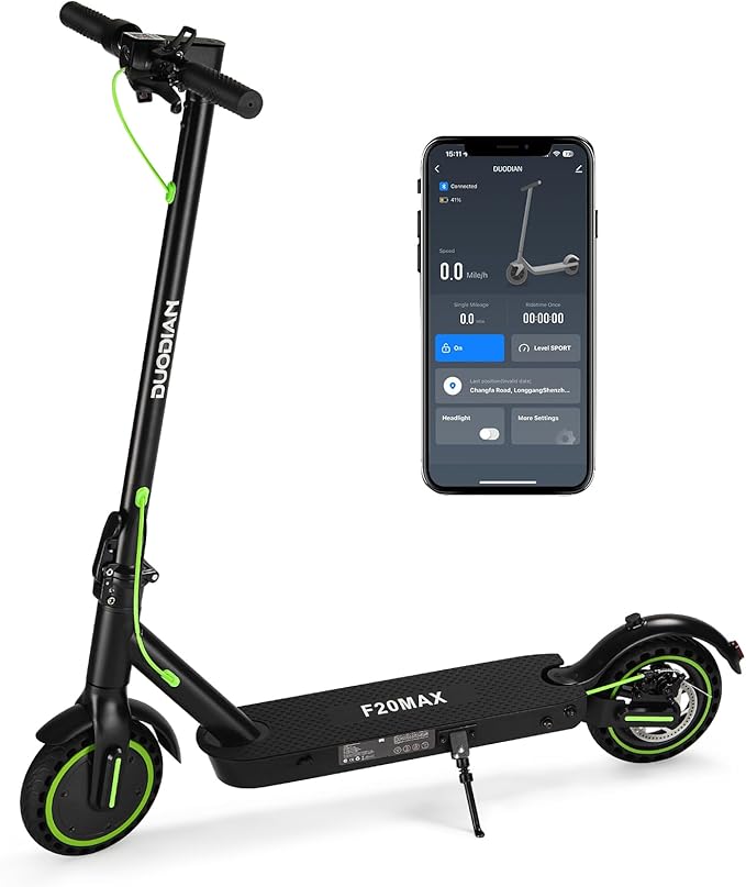 Electric Scooter for Adults, Folding E Scooter with 500W Motor 19 Mph Top Speed 18 Miles Range, 8.5" Solid Tires Folding Commuting Motorized Kick Scooter (Green - 7.8AH Battery Dual Rear Suspension)