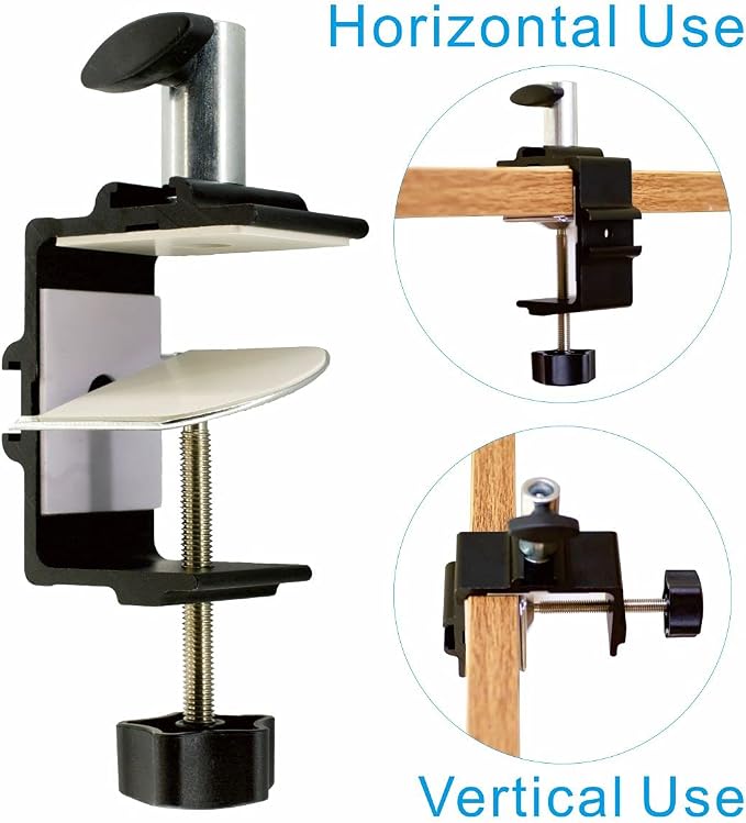 Heavy Duty Replacement Clamp for 1/2” Base Magnifying Lamp，Desk Lamp，Magnify Lamp，Swing Arm Lamp，Mic Microphone Suspension Boom Scissor Mount(Black)