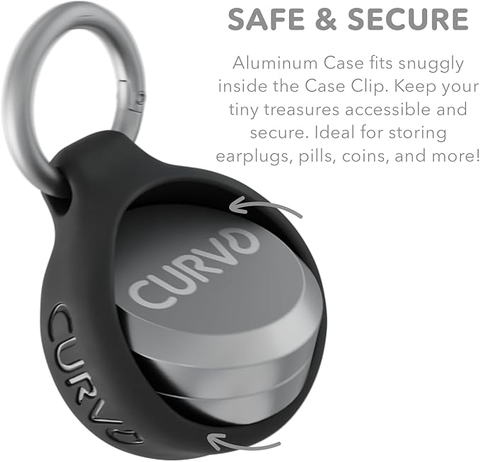 CURVD Premium Carrying Case – Durable Travel Keychain Container, Medicine Pill Organizer & Travel Pill Box, Small Waterproof Holder for Pills, Earplugs, Jewelry, Compatible with Loop, Vibes & Eargasm