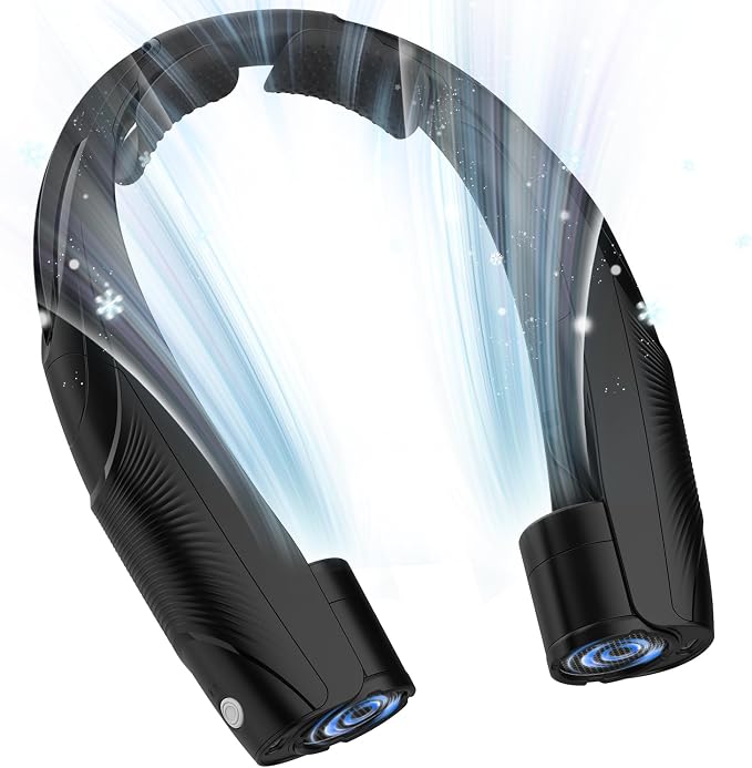 Neck Fan, 6000mAh USB Rechargeable Hands Free Personal Fan, 6 Speeds Adjustable Portable Neck Fans, Faster Cooling Wearable Fan, Ultra Quiet for Outdoor, Travel, Home, Office - Black