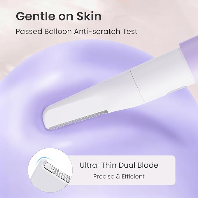 TOUCHBeauty Nose and Ear Hair Trimmer for Women Men, 2-in-1 USB-C Rechargeable Eyebrow Trimmer & Facial Hair Removal, Waterproof Dual-Edge Nasal Hair Clipper with Storage Case (Purple)