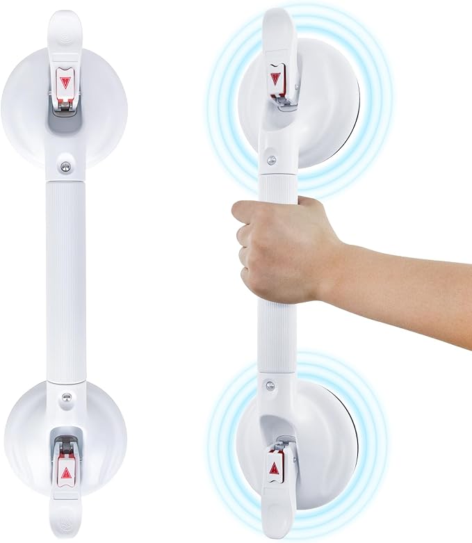 19inch Upgrade Suction Shower Grab Bar, Portable Shower Handle Bar Suction Grip Bar Bathtub Handle with Strong Hold Suction Cup Fitting and Rapid Release for Bathroom(Max Capacity :300lb