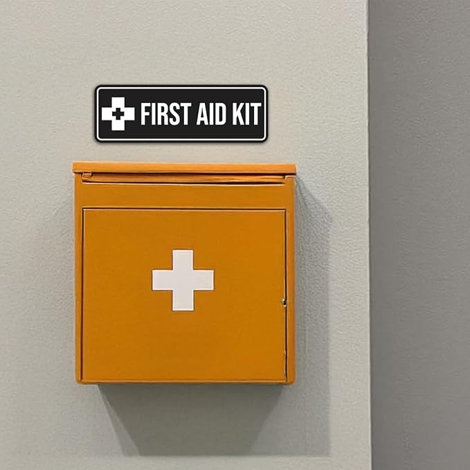 Standard First Aid Kit Sign (Brushed Gold) - Large (5 Pack)