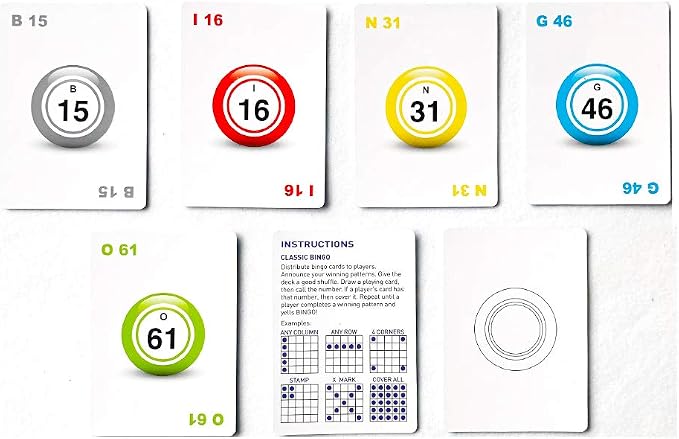 Yuanhe 2.5"X3.5" Bingo Calling Cards - Colorful and Durable Bingo Cards for Bingo Games, Complete Deck of 75 Numbers(B1-O75)