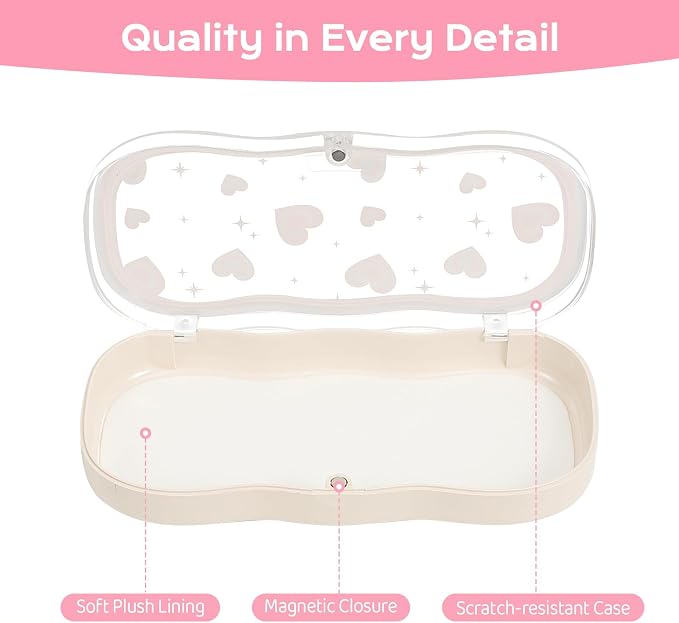 MoKo Glasses Case Hard Shell, Cute Eyeglass Case for Reading Glasses, Clear Eyeglasses Case for Women Girls