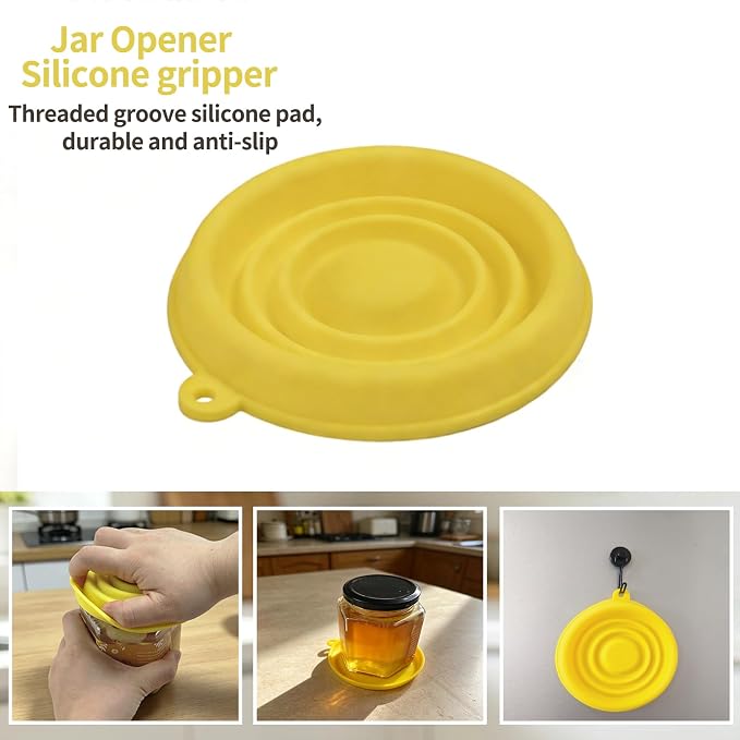 4-in-1 Jar Opener for Weak Hands, Seniors with Arthritis (Black) | Multi-Purpose Lid Opener Includes Magnetic Hook & Rubber Gripper for Jars, Bottles and Beer Caps Simple Twist-off Operation