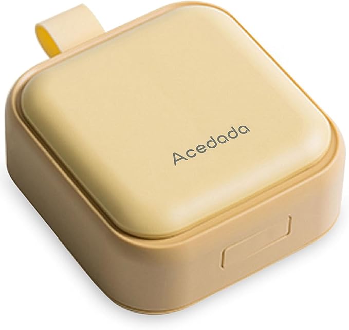 Small Pill Case, Cute Pill Box - Acedada Travel Pill Organizer, Portable Daily Pill Vitamin Container for Purse Pocket, Compact Medicine Holder for Medications, Fish Oils, Supplements, Yellow