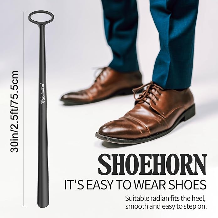 MAXIMILIAN Shoe Horn Long Handle for Seniors Men Women 30in/2.5ft/75.5cm | Assembleable&Detachable Extra Long Shoe Horn for Seniors,Durable&Sturdy Plastic Long Shoe Horn for Elderly