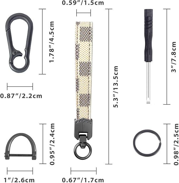 OHKYOOT Leather Car Keychain for Home Car Keys | Carabiner Clip Key Fob Keychain for Women Men,Car Key Holder with 3 Key Ring and Anti-Lost D Ring
