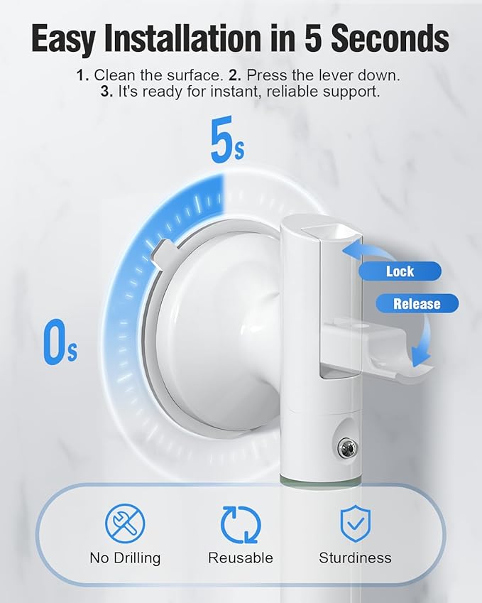 17.7 Inch Grab Bars for Shower, 2 Pack | Shower Handles for Elderly Suction | No-Drill Bathroom Safety Bars for Seniors & Handicap Assist
