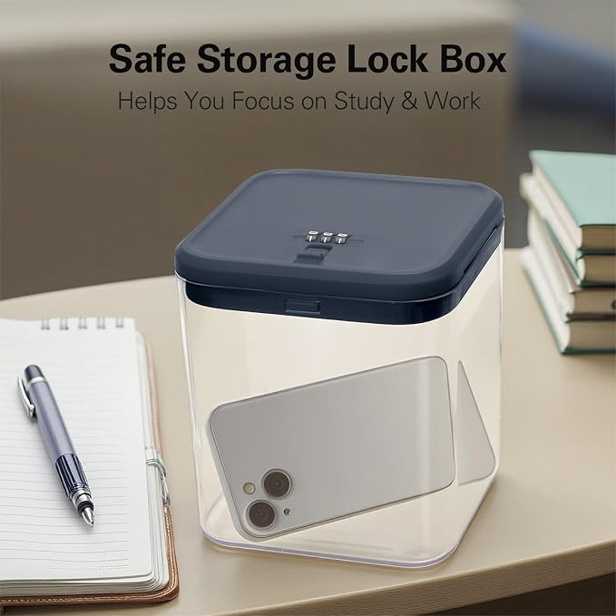 Medication Lock Box, Small Lock Box, Childproof Medicine Lockbox, Lockable Storage Box for Pill Organizer/Medicine Safe/Phone/Refrigerator/Personal Items/Dorm, 5.6’’x 5.6’’x 6.3’’