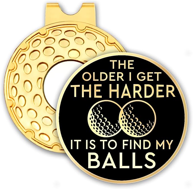 Black Gold Golf Ball Marker with Hat Clip, Funny Golf Accessories for Men Women Dad Mom Grandpa Golf Lover