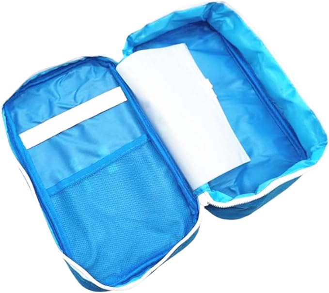 Jipemtra Red First Aid Bag Empty Travel Rescue Pouch First Responder Storage Medicine Emergency Bag for Car Home Office Kitchen Sport Outdoors (Blue with Handle)