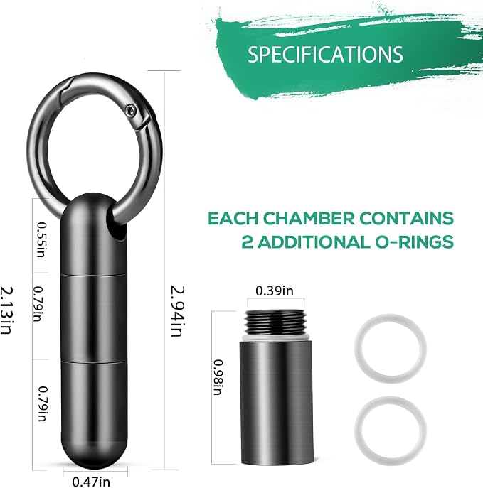 TISUR Small Titanium Keychain Pill Holder, Pocket Pill Case for Travel | Waterproof Pill Fob,Portable Pill Box Container,Purse Pill Organizer Tube