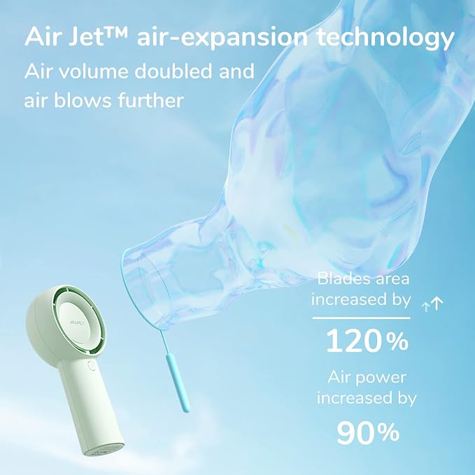 JISULIFE Portable Handheld Turbo Fan Rechargeable 4000mAh 5-Speed (Green) | Up to 16H max cooling, Personal Battery Powered Pocket Fan for Travel/Outdoor/Vacation/Concerts, Birthday Gifts for Women