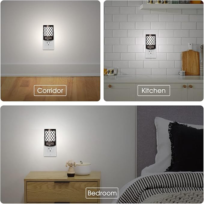 DORESshop LED Plug in Night Light [2 Pack], Night Lights Plug Into Wall, Dusk to Dawn Sensor Night Light, Decorative Night Lights, Adjustable Brightness for Bedroom, Hallway, Stairway, Daylight White