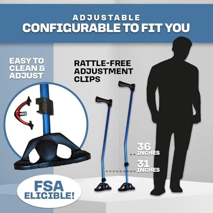 Dynamo Swing Cane – Walking Cane, Lightweight, Heavy Duty, Articulating Tip, All-Terrain, Adjustable, Super Soft Ergonomic Grip, for Seniors & Adults, Multi-Color (Ella Black)