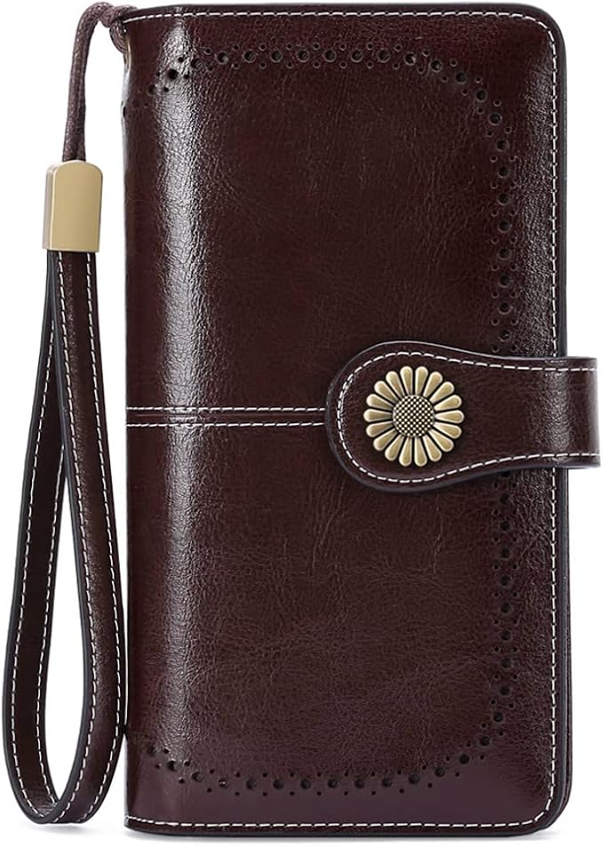 SENDEFN Wallets for Women Leather Credit Card Holder with RFID Blocking Large Capacity Wristlet | with RFID Blocking