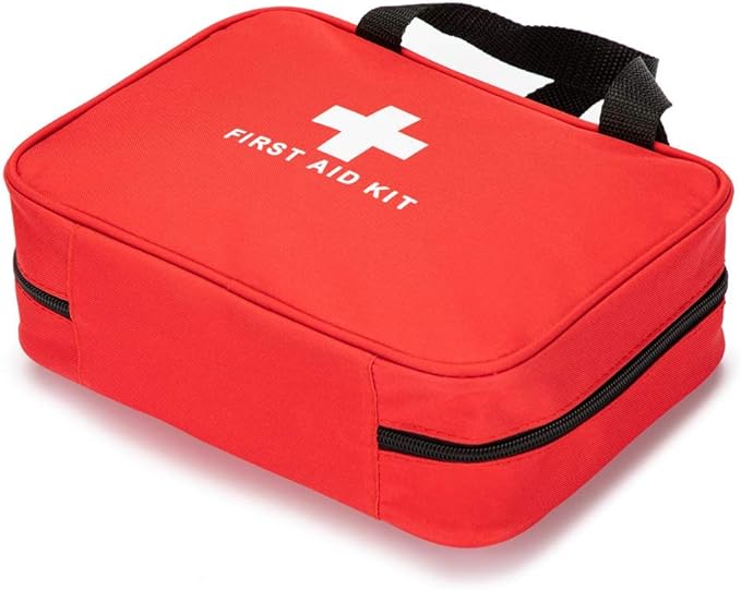 Jipemtra Red First Aid Bag Empty Travel Rescue Pouch First Responder Storage Medicine Emergency Bag for Car Home Office Kitchen Sport Outdoors (Red with Zippered Mesh Bags)