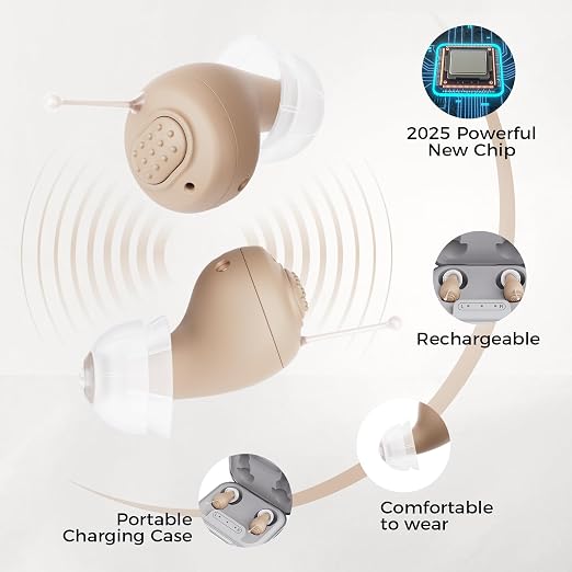 Hearing Aids for Seniors, Rechargeable OTC Hearing Aids with Noise Reduction, Providing Clear Sound Quality and Comfortable Wearing for Hearing Loss