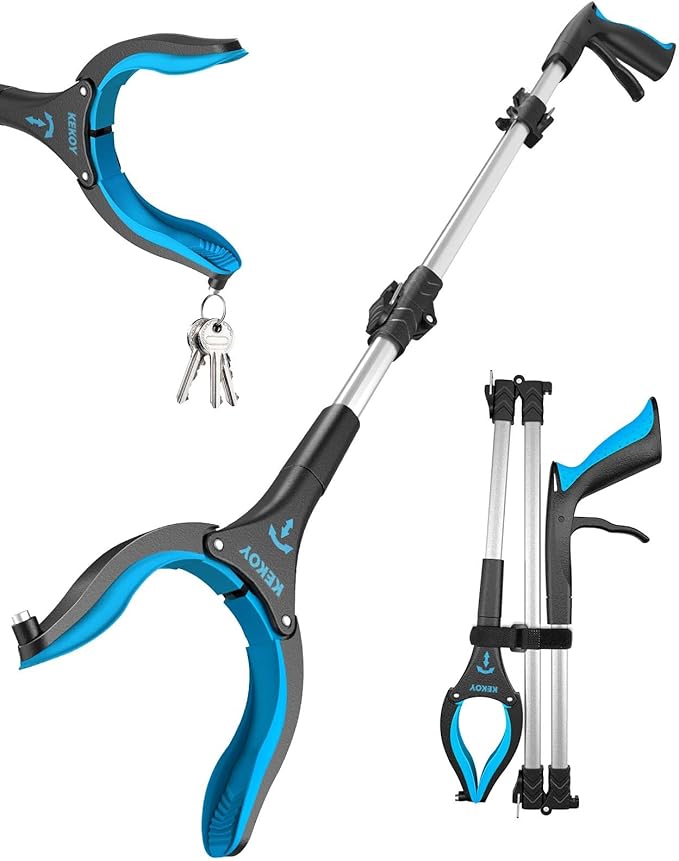 Kekoy 44 Inch Grabber Reacher Tool for Seniors, Foldable Reacher Grabbers Pickup Stick with Anti-Slip 360° Rotating Jaw, 4" Wide Extended Claw with Magnet for Disabled, After Surgery Recovery