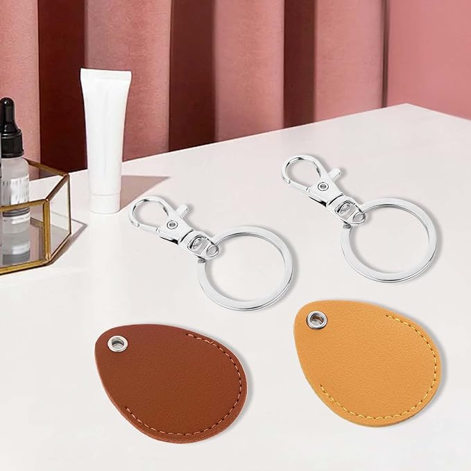Psyqtsuary Leather Key Fob Holder, 4 Pcs PU Leather Keychain Key Holder for Keychain General Keys Fob, for Keys ID Keys Cards