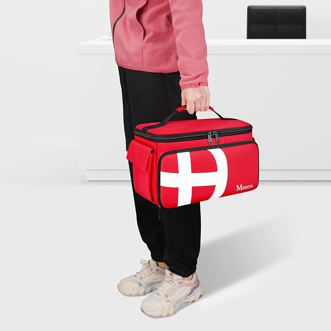 Mancro First Aid Bags Empty, Medical Travel Bag with Multi Pockets | Pill Bottle Organizer for Travel, Home Storage, Trauma Bag for EMT, Doctor, Emergency Bag for Medicine, Medical Supplies