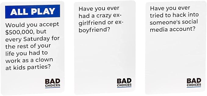 BAD CHOICES Party Game + After Dark Set – Hilarious Adult Card Game for Friends & Game Night | Funny Conversation & Icebreaker Board Game for Parties, Pregames, Social Gatherings & Fun Gift Ideas