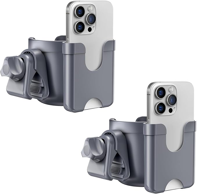 2-Pack Cup Holder for Walker: Wheelchair Cup Holder for Seniors and Adults | Bike/Rollator/Scooter/Golf Cart Stroller Accessories, Fits Uppababy, Nuna, Doona, Baby Travel Essentials, Gifts for New Mom