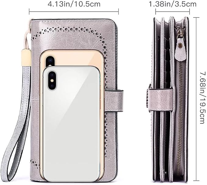 SENDEFN Wallets for Women Leather Credit Card Holder with RFID Blocking Large Capacity Wristlet | with RFID Blocking