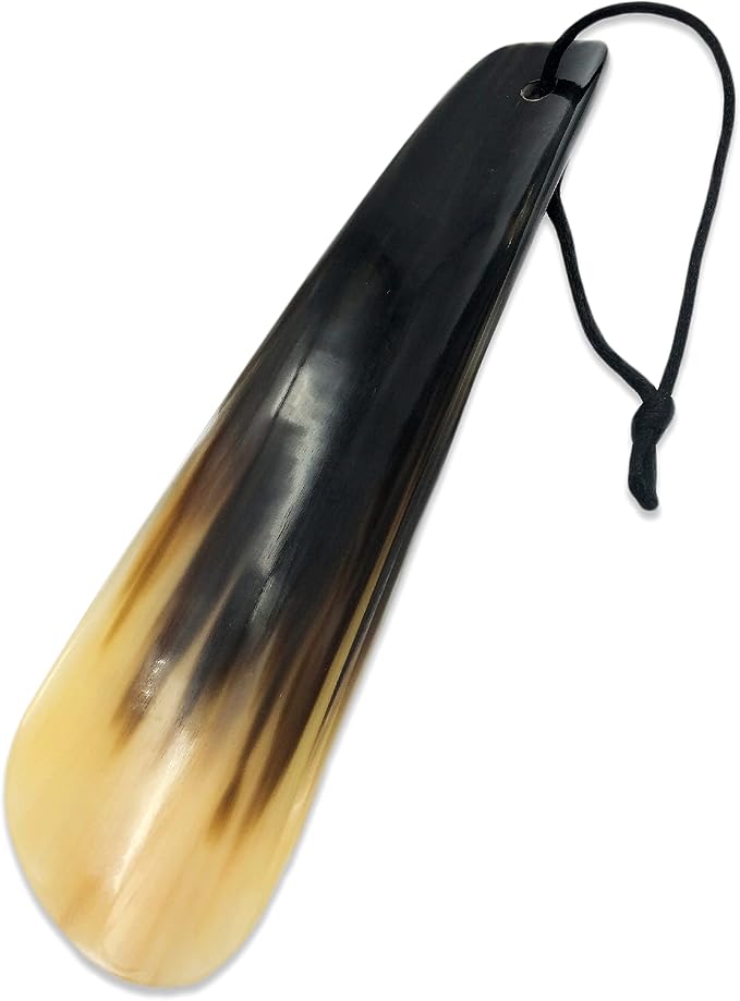 Lucky Franc's Real Horn Shoe Horn. Dress Shoe Horn for Men. Hand Crafted Luxury Horn Shoehorn for Home/Travel Use. Genuine Bull Ox Horns. A Fancy Natural Shoehorn Gift Idea. 7.25"x2" in Gift Box.