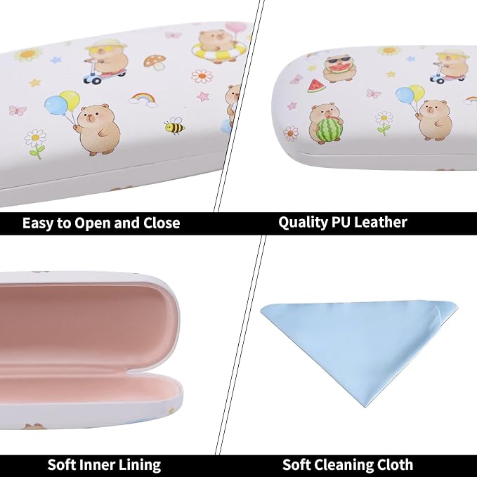 PERFECTSIGHT Hard Shell Eyeglasses Case, Kawaii Protective Glasses Case for Kids, Cute Eyeglass Case for Women Men Girls