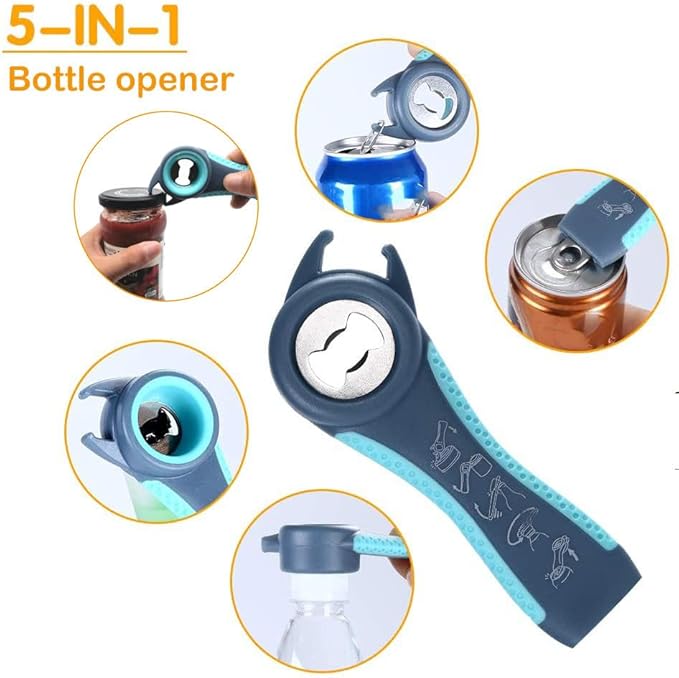 Otstar Jar Opener Bottle Opener for Weak Hands,Seniors with Arthritis, Elderly, Jar Lid Opener Gadgets with Rubber Jar Opener Gripper Pad and Corkscrew Opener