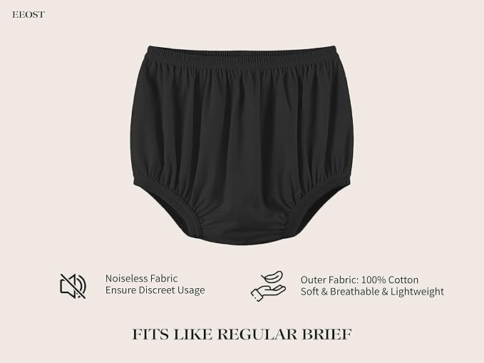 Adult Diaper Cover for Incontinence Noiseless Leak-Protection Underwear Plastic Pants Over Diapers Waterproof Rubber Pants (Black, S)